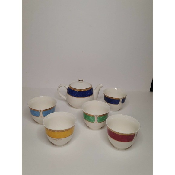 Valentino Vasari Italy ~ Beautiful Tea Pot & 5 tea cups set. YMK Japan